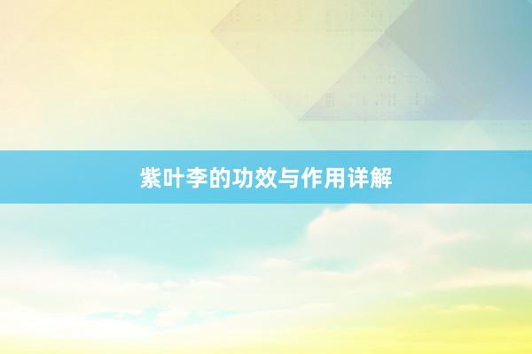 紫叶李的功效与作用详解